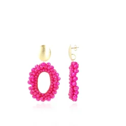 Fuchsia Oorbellen Ilvy Open Oval Double M