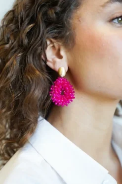 Fuchsia Oorbellen Louise Glassberry Druppel L Double Stones Tonal