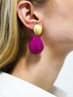 Fuchsia Oorbellen Loulou Closed Drop M Clip
