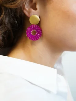 Fuchsia Oorbellen Poppy Rond S