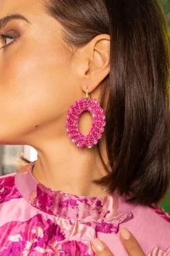 Fuchsia Oorbellen Sequin Ovaal L