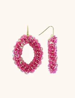 Fuchsia Oorbellen Sequin Ovaal L
