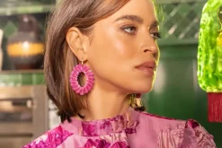 Fuchsia Oorbellen Sequin Ovaal L