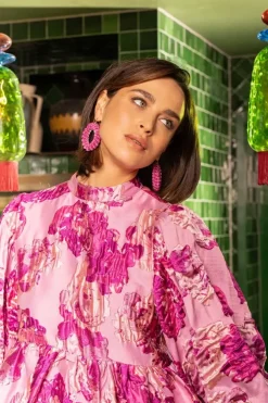 Fuchsia Oorbellen Sequin Ovaal L