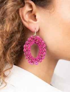 Fuchsia Oorbellen Sequin Ovaal L