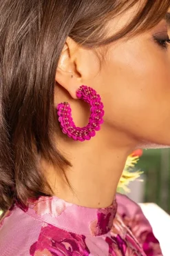 Fuchsia Oorbellen Sequin Creole L