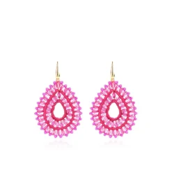 Fuchsia Oorbellen Silk Drop Double Crystal