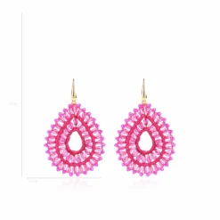 Fuchsia Oorbellen Silk Drop Double Crystal