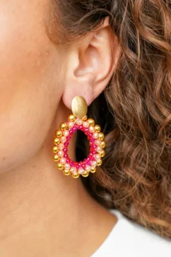 Fuchsia Tangerine Oorbellen Nouk Druppel Deluxe M
