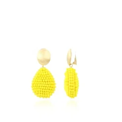 Gele Clip Oorbellen Loulou Hollowed Drop M