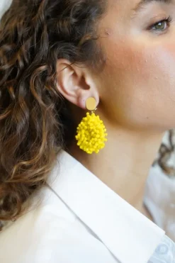 Gele Oorbellen Clip Louise Glassberry Druppel S Double Stones Tonal