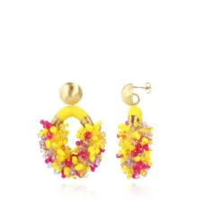 Gele Oorbellen Eve Combi Oval M Double Stones