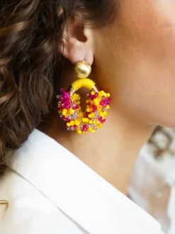 Gele Oorbellen Eve Combi Oval M Double Stones