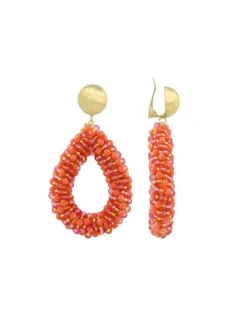 Gemixte Oranje Oorbellen Berry Druppel L Clip