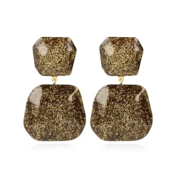 Gouden Glitter Oorbellen Lyra Statement Double