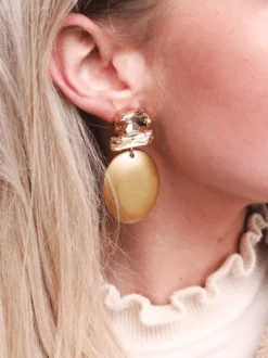 Gouden Oorbellen Sirius Ovaal Strass Licht