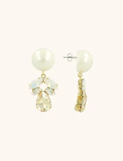 Gouden Ronde Parel Oorbellen Schaduw Ornament Small