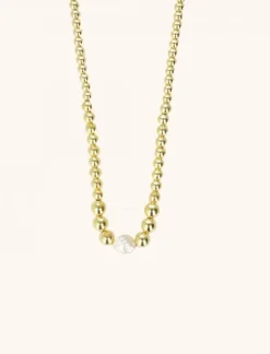 Goudkleurige Ketting Met Een Cannonball Met Parel Lila