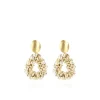 Goudkleurige Oorbellen Louise Irregular Double Stones Drop L