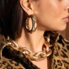 Goudkleurige Oorbellen Ovaal Creool Faceted Xl