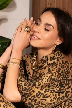 Goudkleurige Resin Ring Statement Globe S