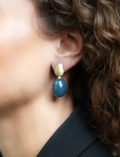 Grijs Blauwe Oorbellen Romijn Quartz M