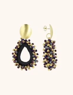 Groen Paarse Oorbellen Carina Urchin Drop M