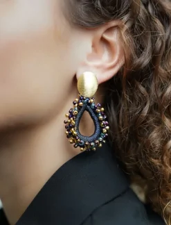 Groen Paarse Oorbellen Carina Urchin Drop M