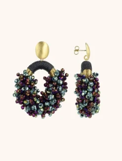 Groen Paarse Oorbellen Eve Ovaal Double Stones M