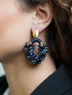 Groen Paarse Oorbellen Eve Ovaal Double Stones M