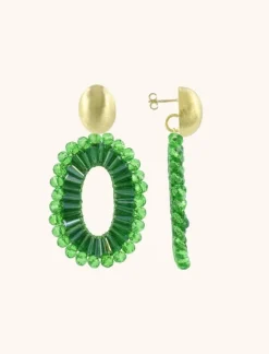 Groene Oorbellen Ann-Mary Ovaal Dubbel