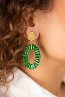 Groene Oorbellen Danee Ovaal Tube Clip