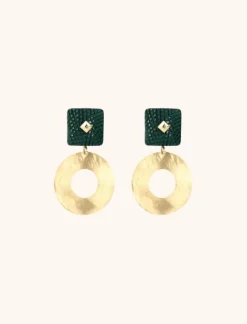 Groene Oorbellen Emily Resin Rectangle Open Hammerd Snake