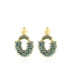 Groene Oorbellen Eve Combi Oval M Double Stones