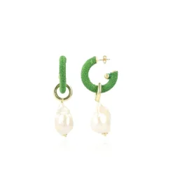 Groene Oorbellen Gaia Creool S Parel Xl