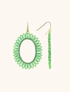 Groene Oorbellen Tonal Naomi Ovaal L