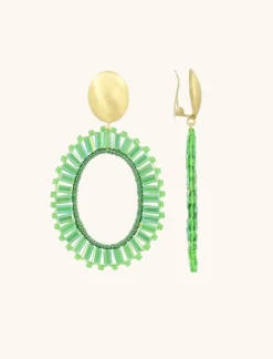Groene Oorbellen Tonal Naomi Ovaal L Clip