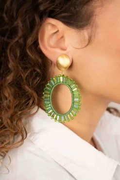 Groene Oorbellen Tonal Naomi Ovaal L Clip