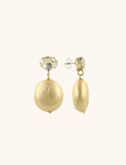 Houten Oorbellen Egg M Strass