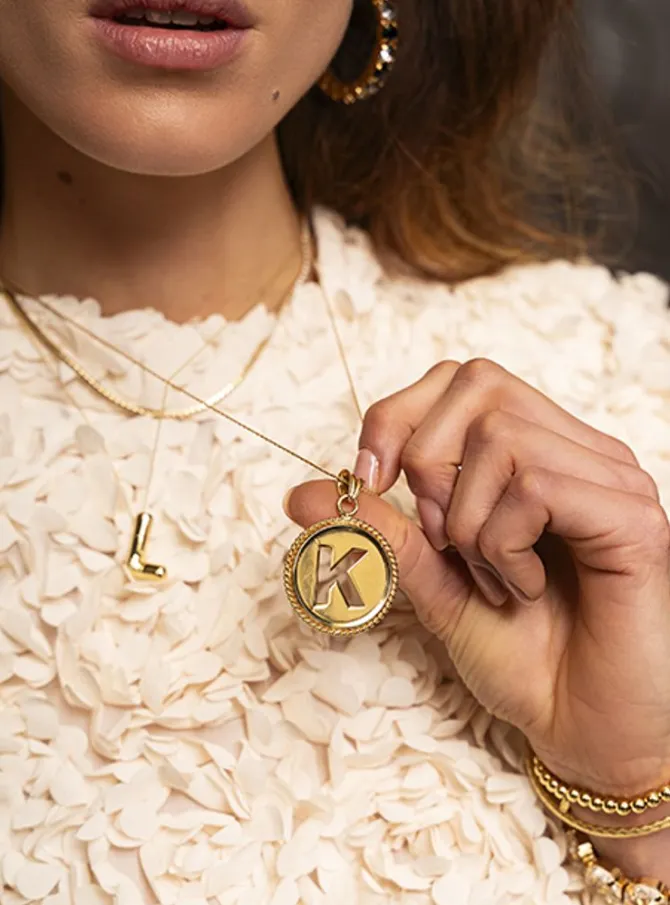 Initial Pendant Medaillon Cordina Ketting