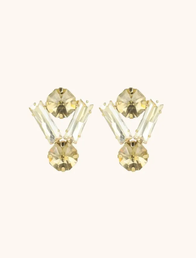 Jule Oorbellen Octagon Double Baguette Zilverkleurig
