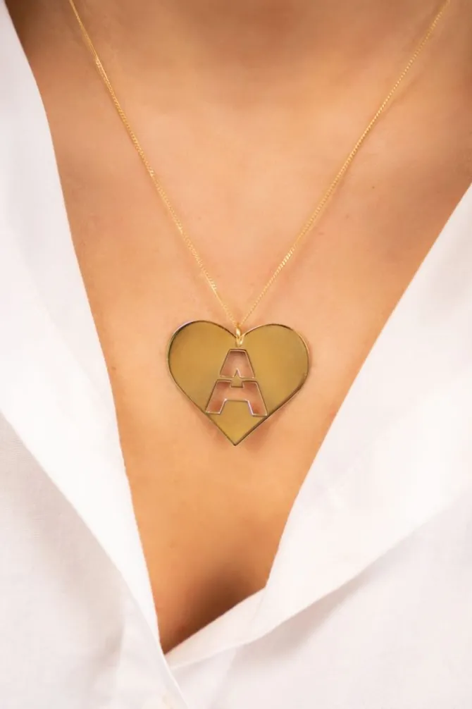 Ketting Initial Pendant Hart Goud