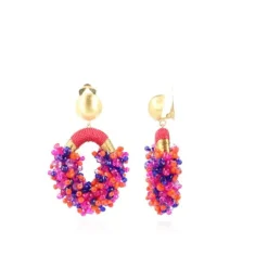 Koningsblauwe Clip Oorbellen Eve Combi Oval M Double Stones