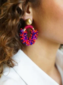 Koningsblauwe Oorbellen Eve Combi Oval M Double Stones