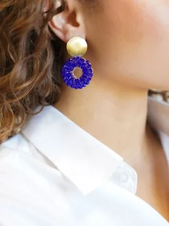 Koningsblauwe Oorbellen Poppy Rond S
