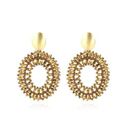 Koper Oorbellen Noa Silk Double Stones