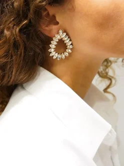 Kristalkleurige Strass Oorbellen Hally S
