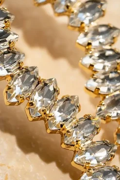 Kristalkleurige Strass Oorbellen Single Waterfall Saar