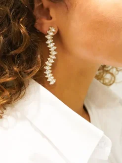 Kristalkleurige Strass Oorbellen Single Waterfall Saar