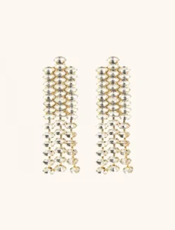 Kristalkleurige Strass Oorbellen Big Straight Waterfall Felicia